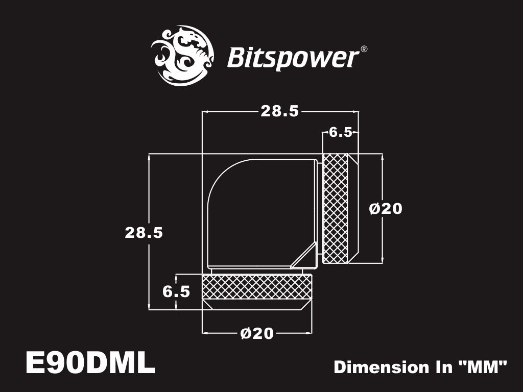 Bitspower Fitting Góc 90 Dual MultiLink For OD 12MM (WHITE)