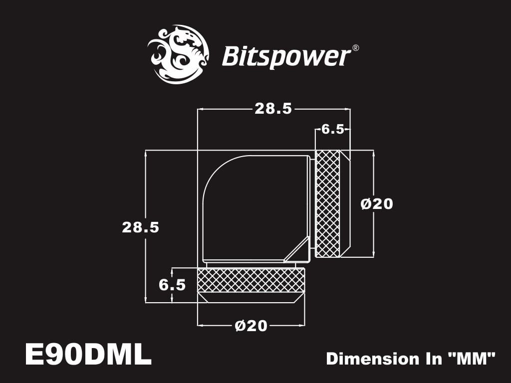 Bitspower Fitting Góc 90 Dual MultiLink For OD 12MM (WHITE)