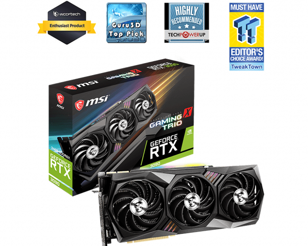 VGA MSI GeForce® RTX™ 3090 Gaming X TRIO 24G (24GB GDDR6X, 384-bit, HDMI +DP, 3x8-pin)