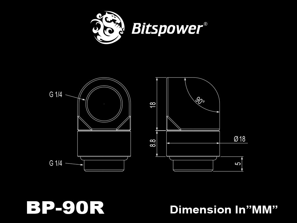 Bitspower Fitting Xoay Nối Góc 90 (Silver)