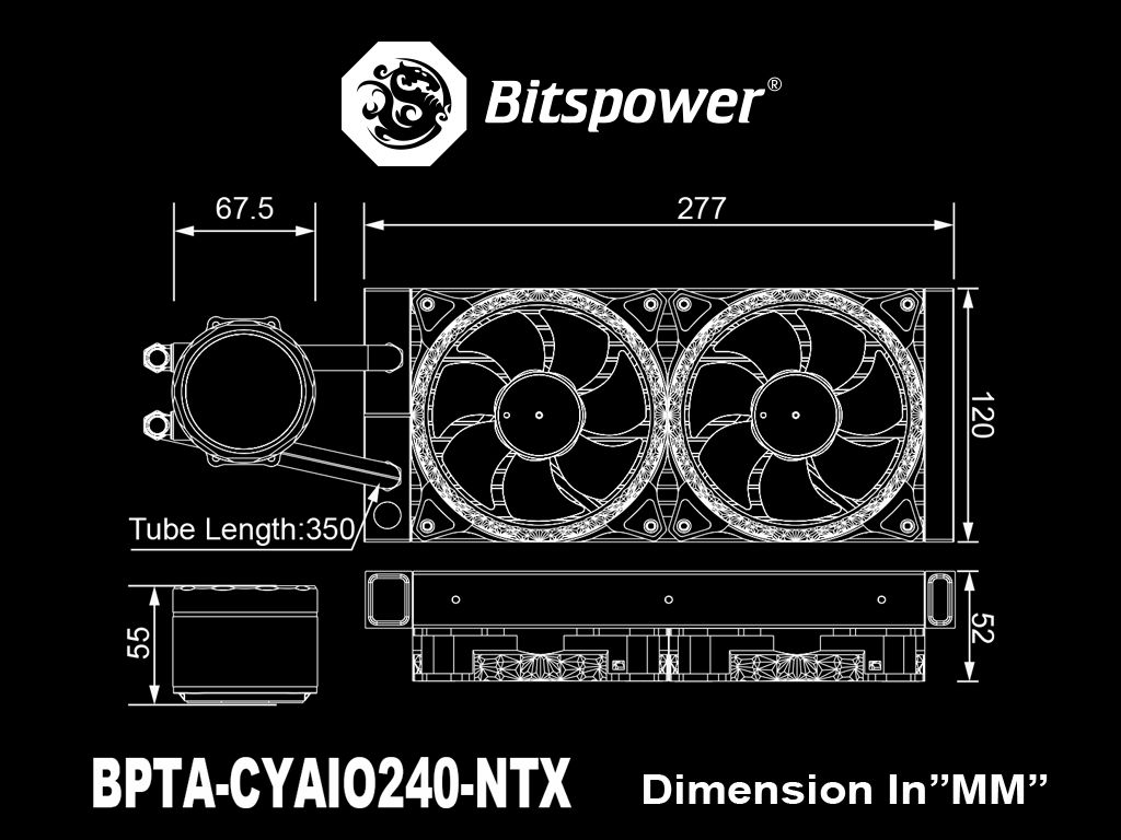 Bitspower Cyclops 240 All-In-One Liquid CPU Cooler with Notos Xtal Fans