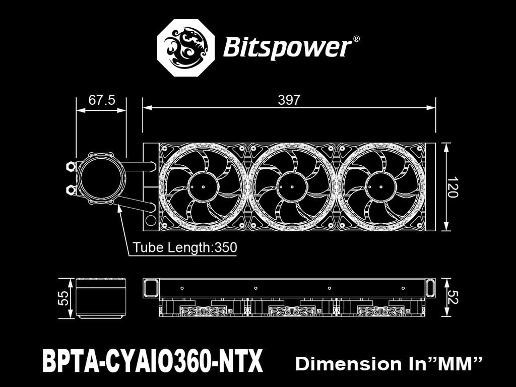 Bitspower Cyclops 360 All-In-One Liquid CPU Cooler with Notos Xtal Fans