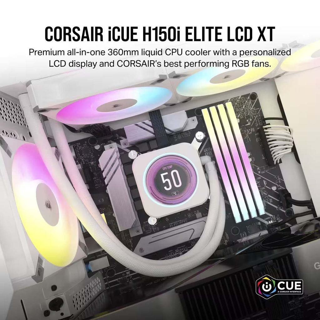 Tản nhiệt nước AIO Corsair H150i ELITE LCD XT WHITE