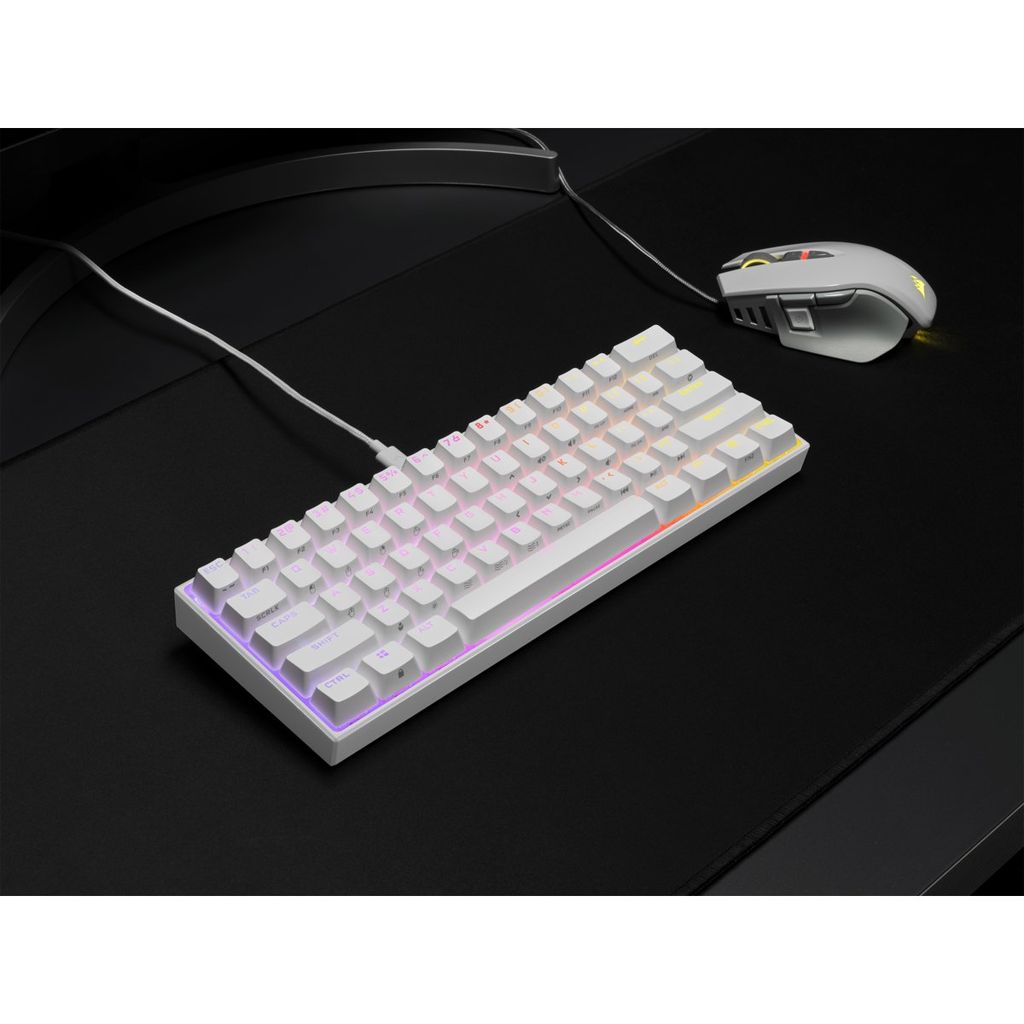 Bàn phím Corsair K65 RGB MINI 60% Mechanical Gaming Keyboard — CHERRY MX Speed — White