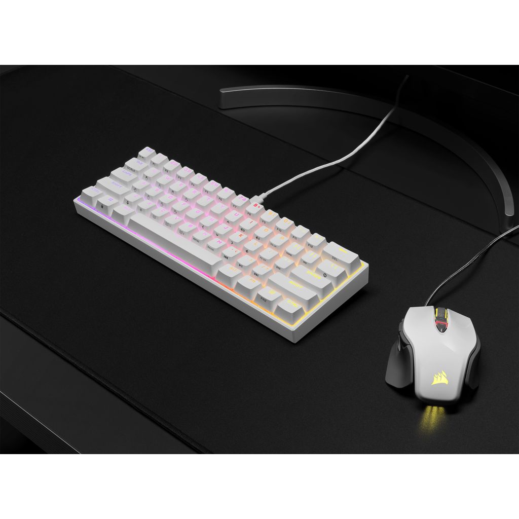 Bàn phím Corsair K65 RGB MINI 60% Mechanical Gaming Keyboard — CHERRY MX Speed — White