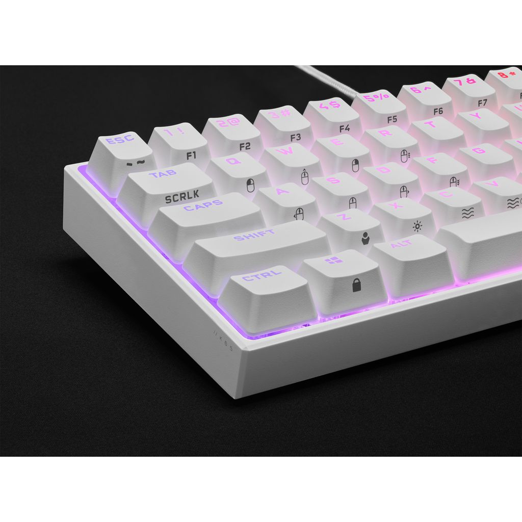 Bàn phím Corsair K65 RGB MINI 60% Mechanical Gaming Keyboard — CHERRY MX Red — White