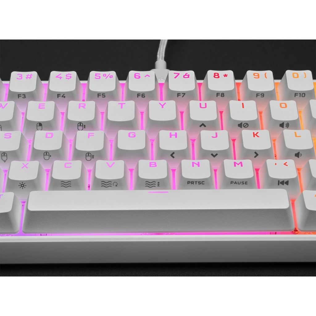 Bàn phím Corsair K65 RGB MINI 60% Mechanical Gaming Keyboard — CHERRY MX Speed — White