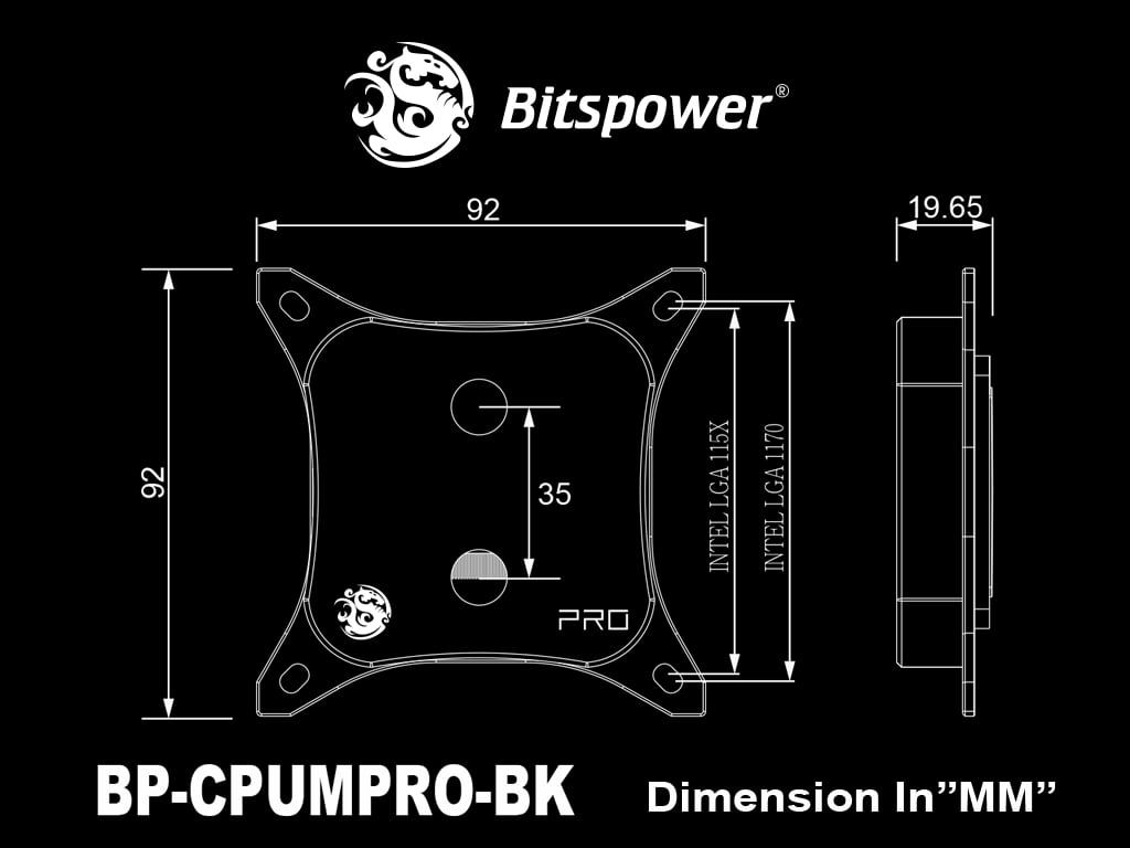 Bitspower CPU Block Summit M Pro - Black (12th Gen Intel CPU,LGA1700)