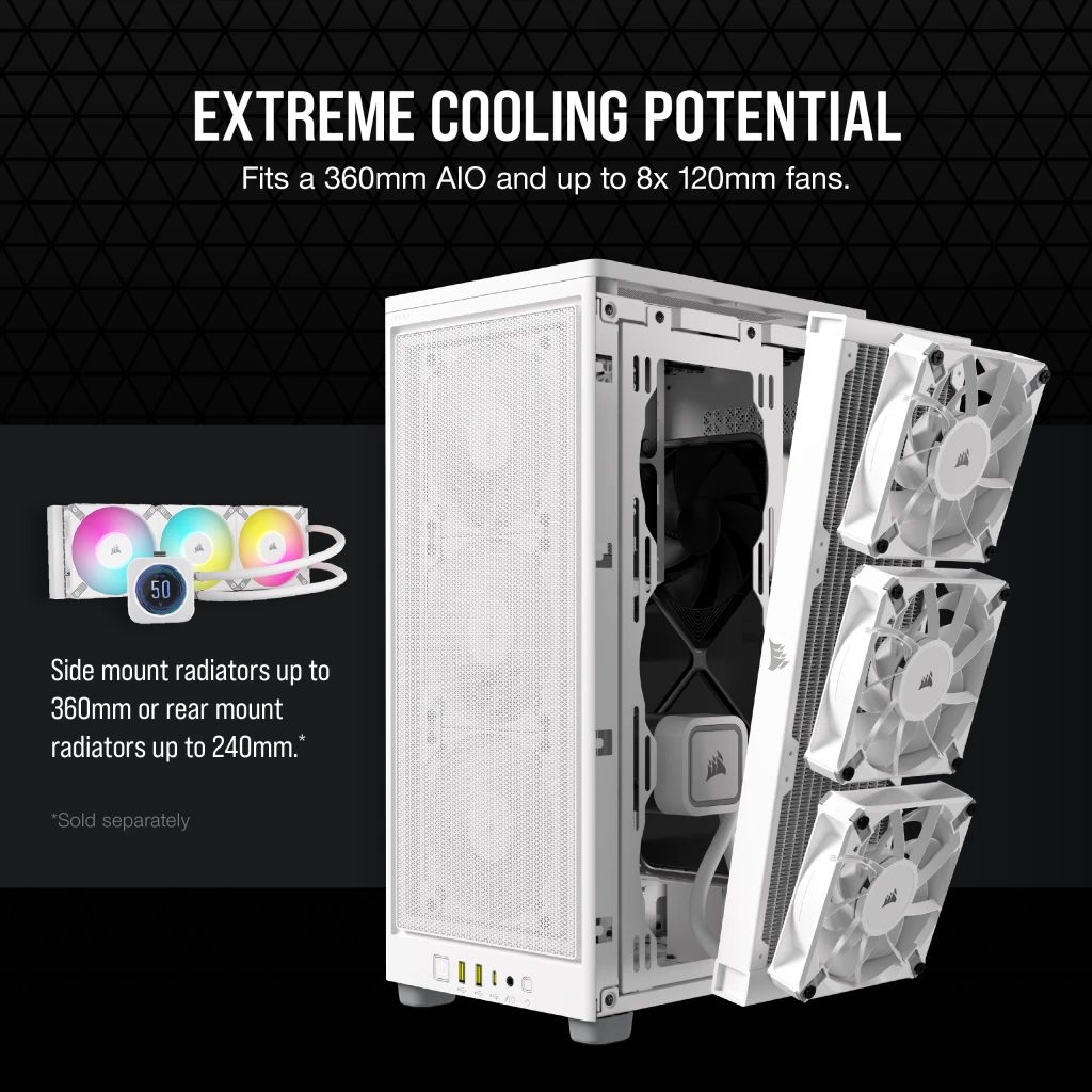 Case Corsair 2000D AIRFLOW Mini-ITX Tower - White