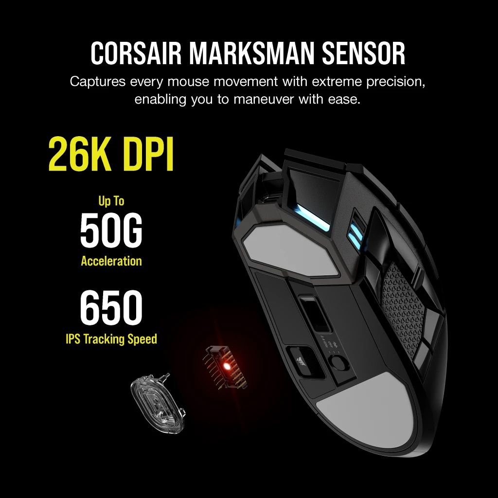 Chuột không dây Gaming Corsair DARKSTAR WIRELESS RGB MMO