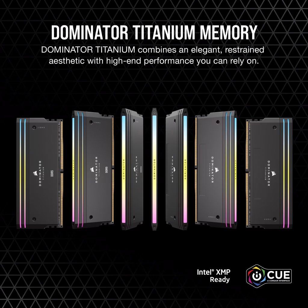 RAM Corsair DOMINATOR® TITANIUM RGB 32GB (2x16GB) DDR5 DRAM 6000MT/s CL30 Intel XMP Memory Kit — Black