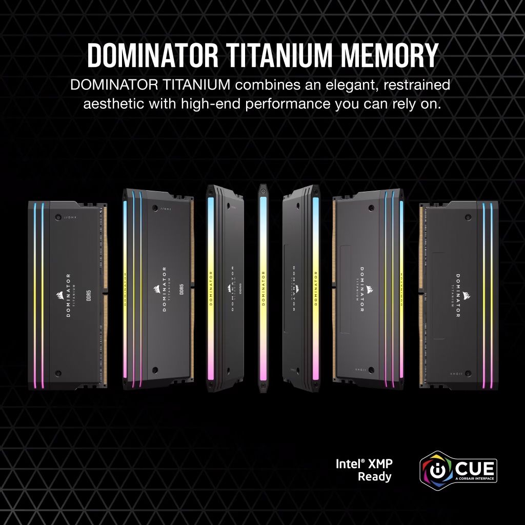 RAM Corsair DOMINATOR® TITANIUM RGB 96GB (2x48GB) DDR5 DRAM 6600MT/s CL32 Intel XMP Memory Kit — Black