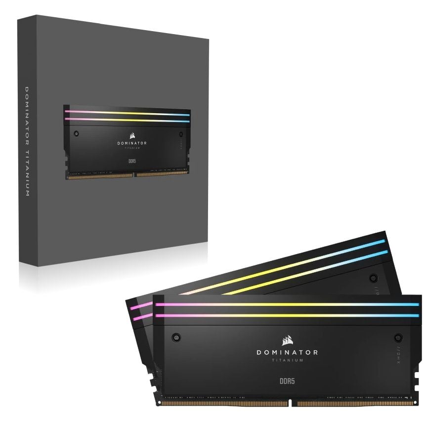 RAM Corsair DOMINATOR® TITANIUM RGB 48GB (2x24GB) DDR5 DRAM 6000MT/s CL30 Intel XMP Memory Kit — Black