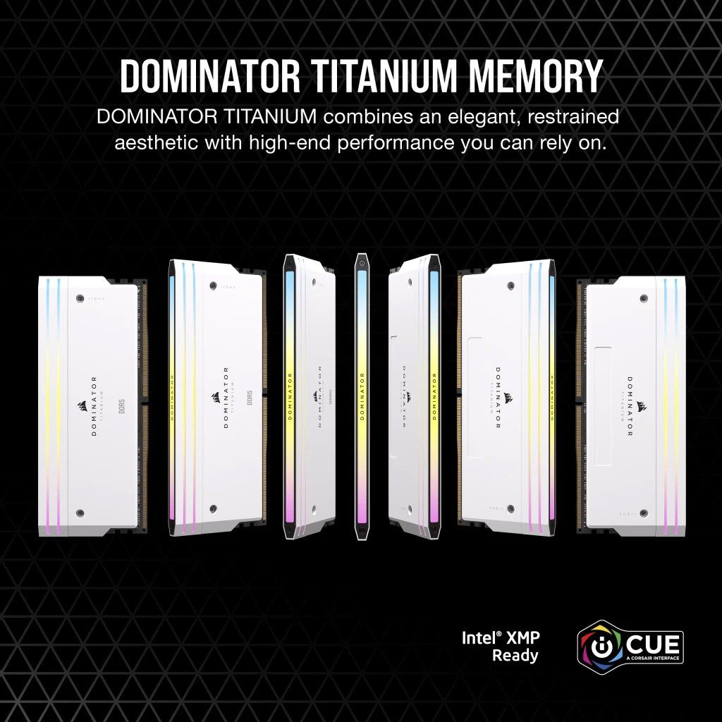 RAM Corsair DOMINATOR® TITANIUM RGB 32GB (2x16GB) DDR5 DRAM 7000MT/s CL34 Intel XMP Memory Kit — White
