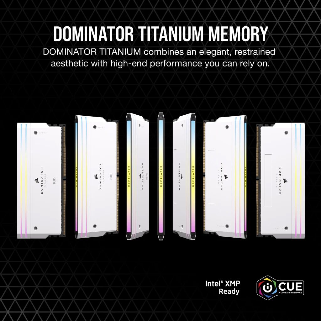 RAM Corsair DOMINATOR® TITANIUM RGB 32GB (2x16GB) DDR5 DRAM 6000MT/s CL30 Intel XMP Memory Kit — White