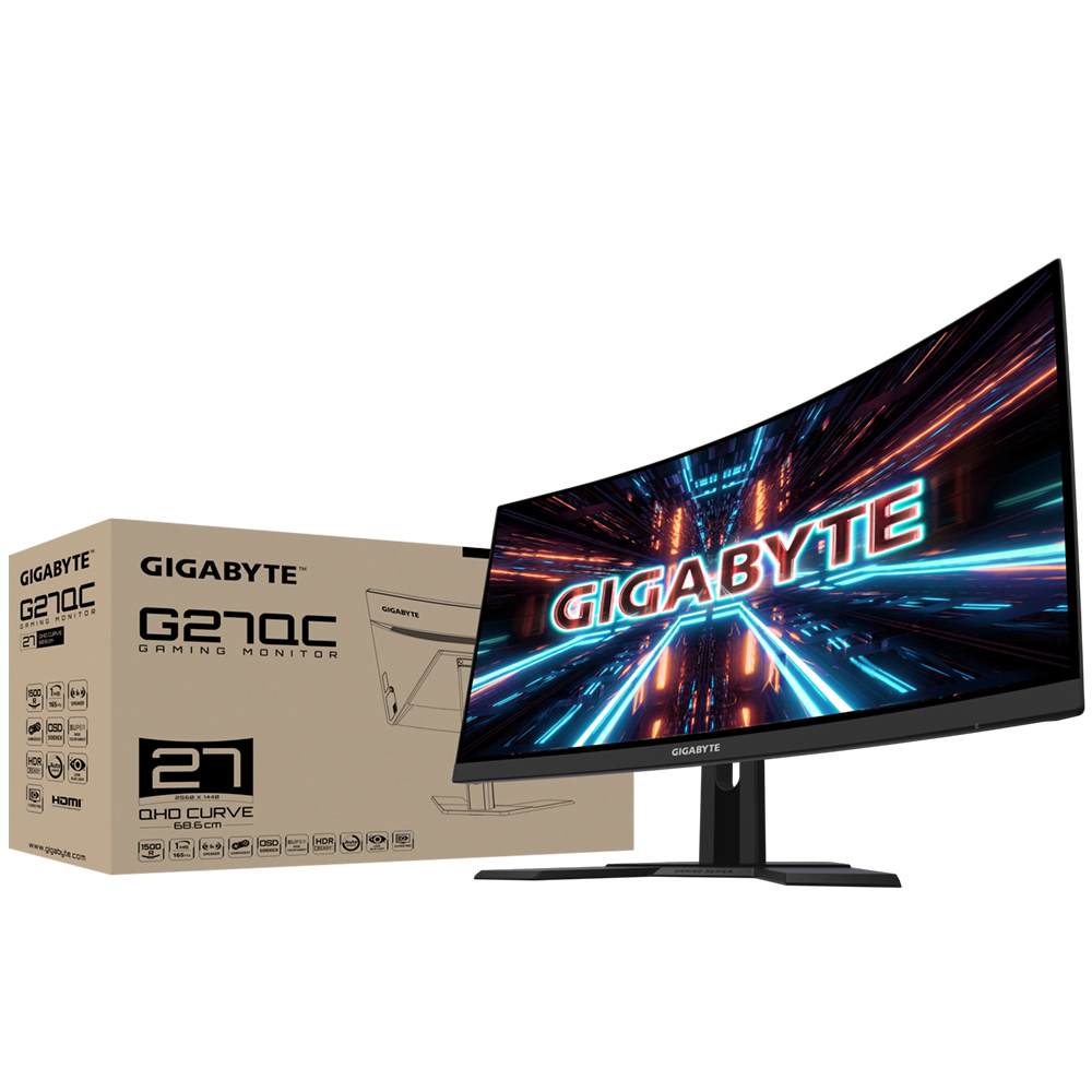 Màn hình GIGABYTE G27QC-A (27 inch/2K/VA/165Hz/1ms/250 nits/HDMI+DP/Cong)