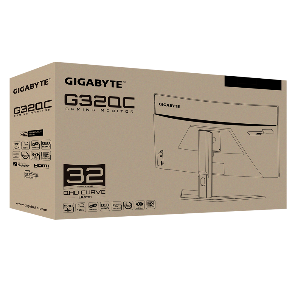 Màn hình GIGABYTE G32QC (31.5 inch/2K/VA/165Hz/1ms/350 nits/HDMI+DP/Cong)