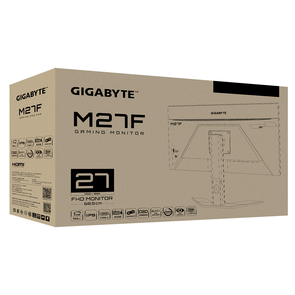 Màn hình GIGABYTE M27F - (27inch/FHD/IPS/144Hz/1ms/300nits/HDMI+DP+USB)