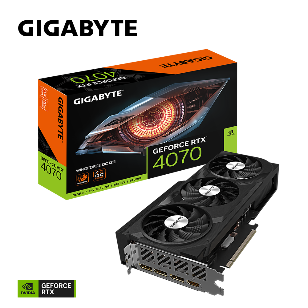 VGA GIGABYTE GeForce RTX™ 4070 WINDFORCE OC 12G