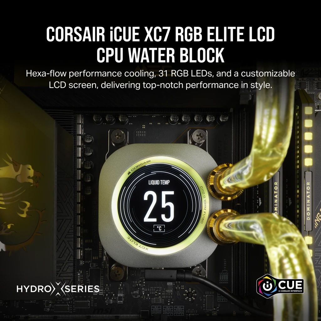 Block CPU Corsair iCUE XC7 RGB ELITE LCD CPU Water Block - Stealth Gray