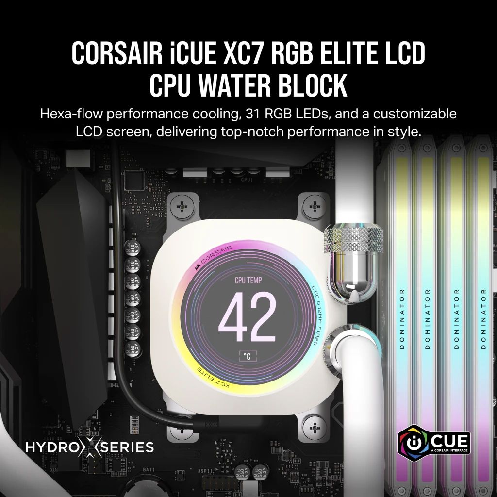 Block CPU Corsair iCUE XC7 RGB ELITE LCD CPU Water Block - White