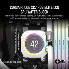 Block CPU Corsair iCUE XC7 RGB ELITE LCD CPU Water Block - White