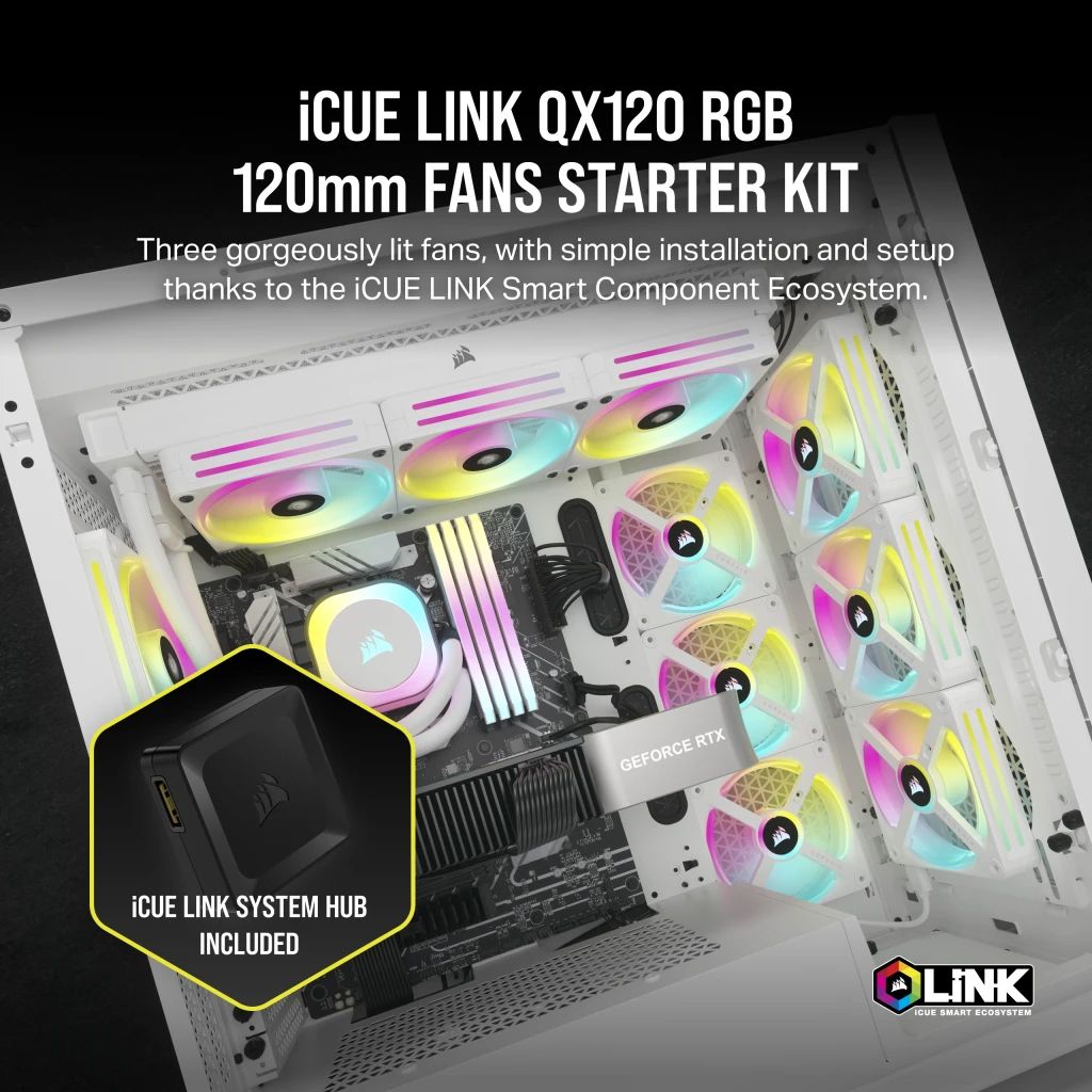 Fan Corsair iCUE LINK QX120 RGB 120mm PWM PC Fan Expansion Kit