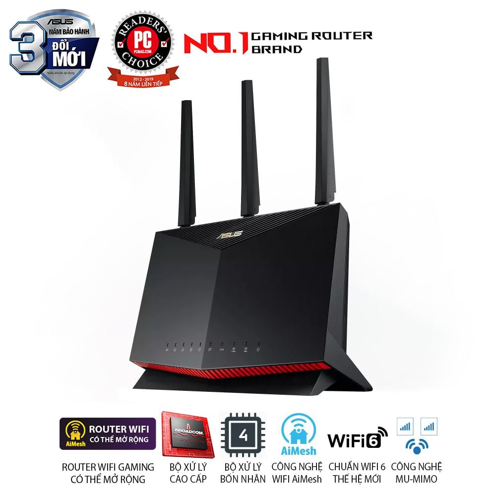 ASUS RT-AX86U Pro Chuẩn AX5700 Dual Band WiFi 6 Extendable Gaming Router
