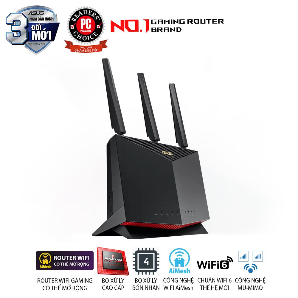 ASUS RT-AX86U Pro Chuẩn AX5700 Dual Band WiFi 6 Extendable Gaming Router