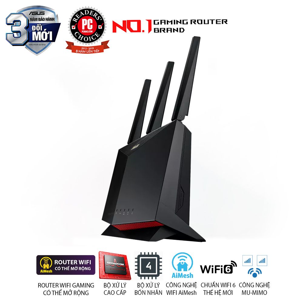 ASUS RT-AX86U Pro Chuẩn AX5700 Dual Band WiFi 6 Extendable Gaming Router