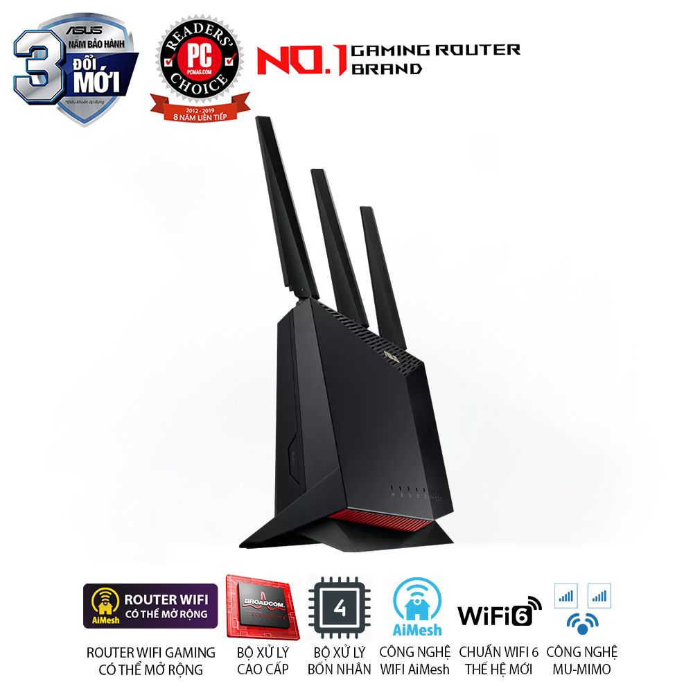 ASUS RT-AX86U Pro Chuẩn AX5700 Dual Band WiFi 6 Extendable Gaming Router
