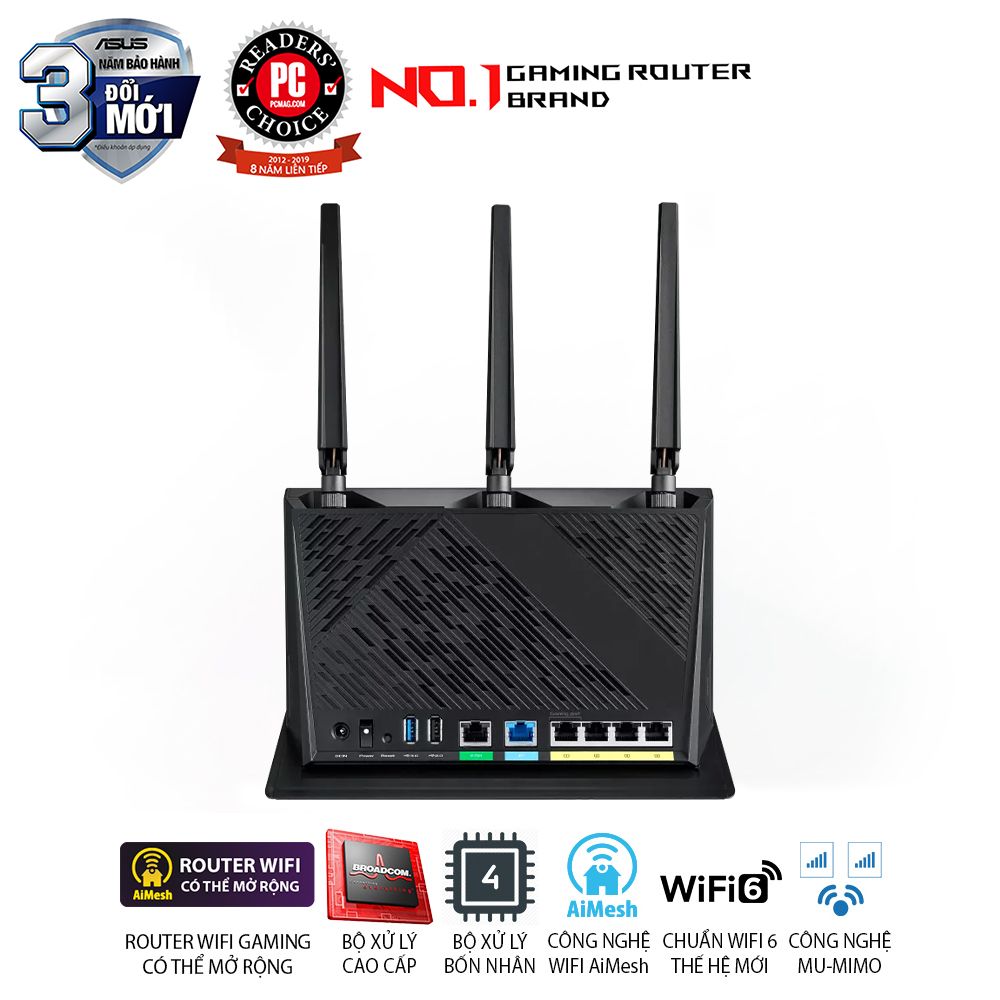ASUS RT-AX86U Pro Chuẩn AX5700 Dual Band WiFi 6 Extendable Gaming Router