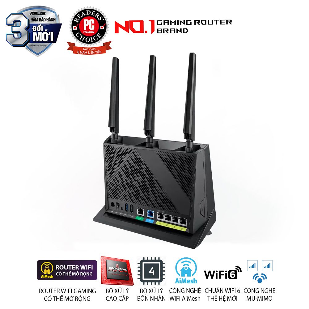 ASUS RT-AX86U Pro Chuẩn AX5700 Dual Band WiFi 6 Extendable Gaming Router