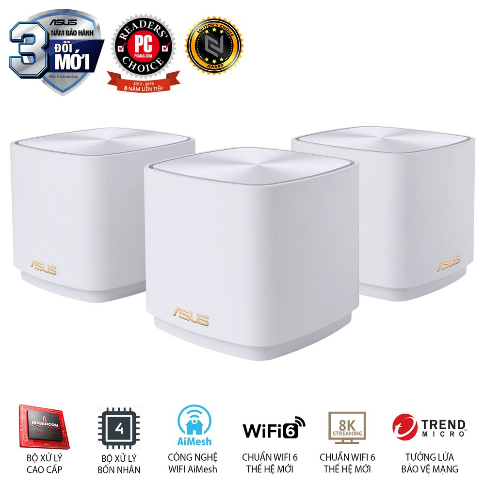 Asus ZenWiFi Router AX Mini XD4S White (W-3-PK) chuẩn AX1800