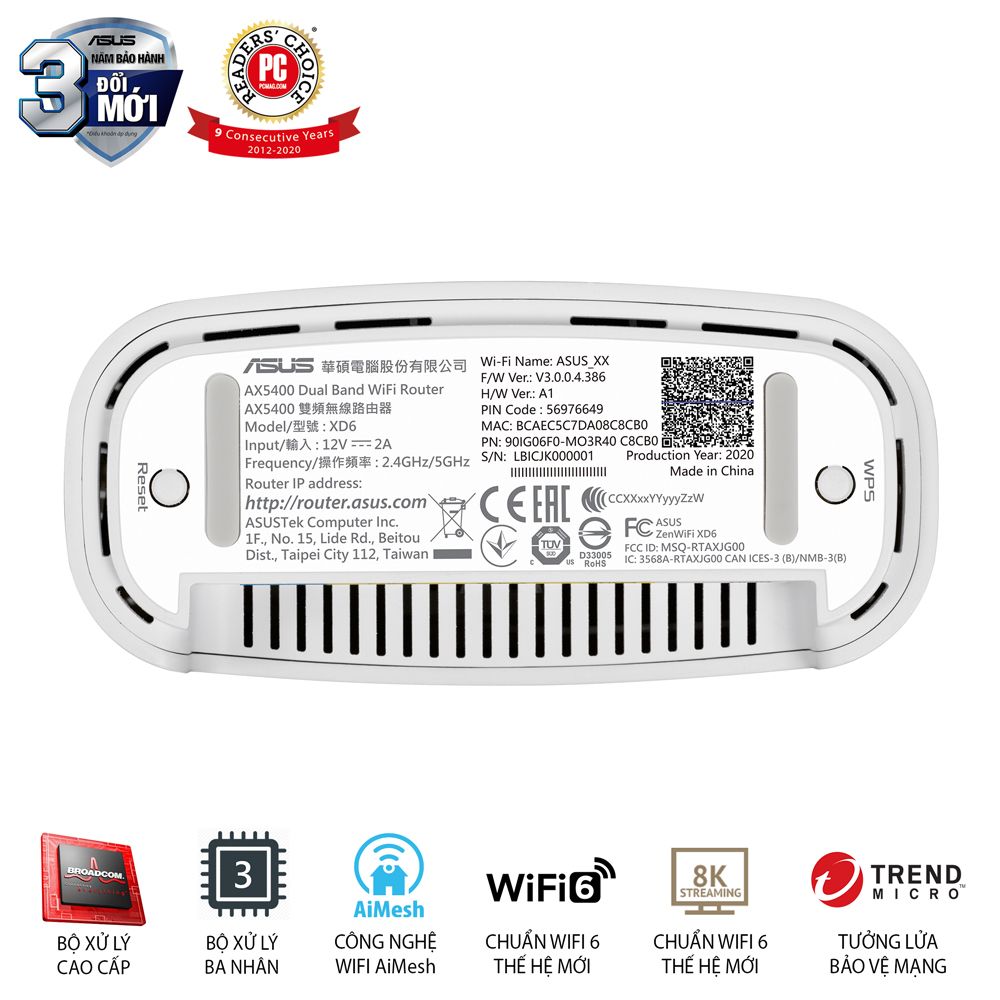 ASUS ZenWiFi Router XD6S (W-2-PK) chuẩn AX5400