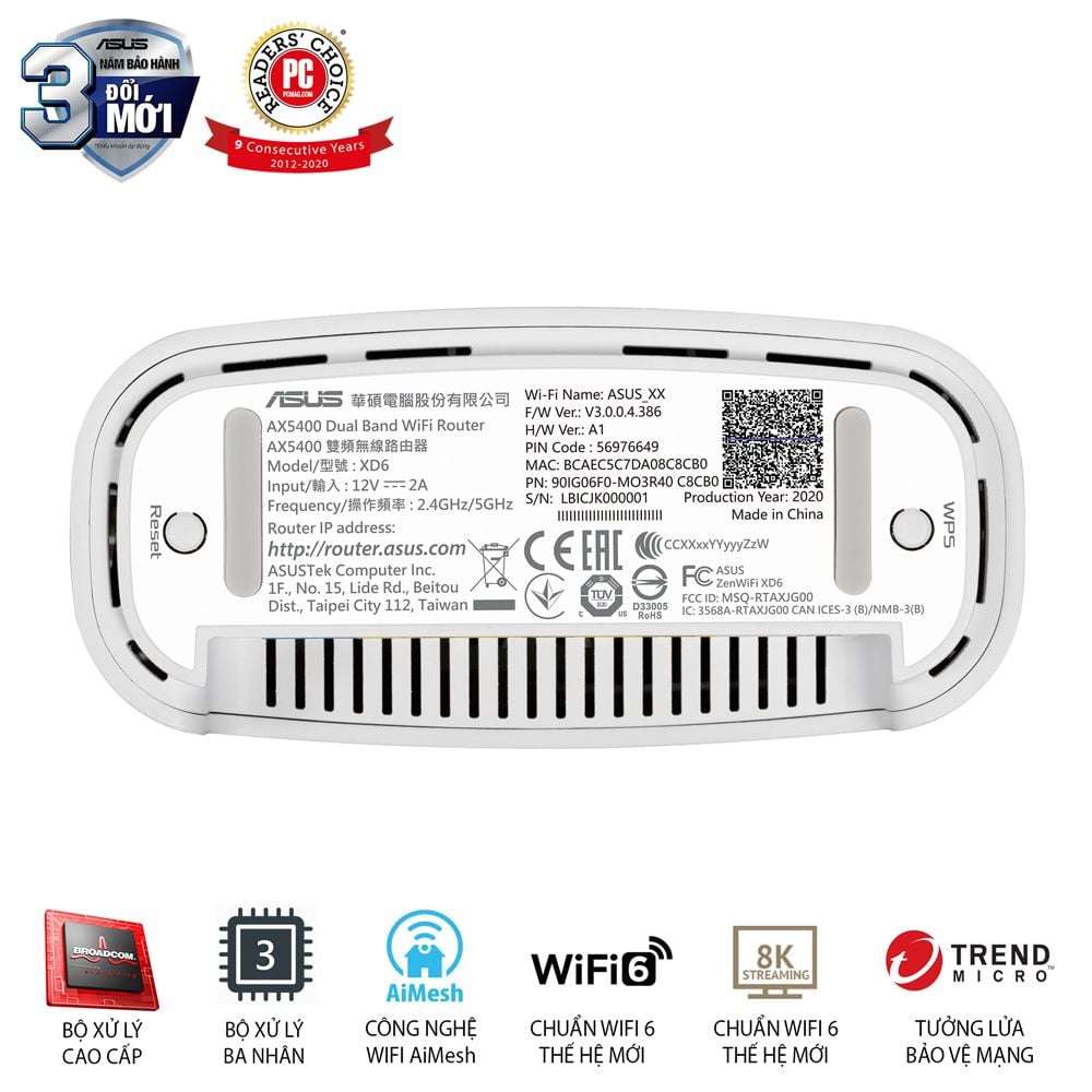 ASUS ZenWiFi Router XD6 (W-2-PK) chuẩn AX5400