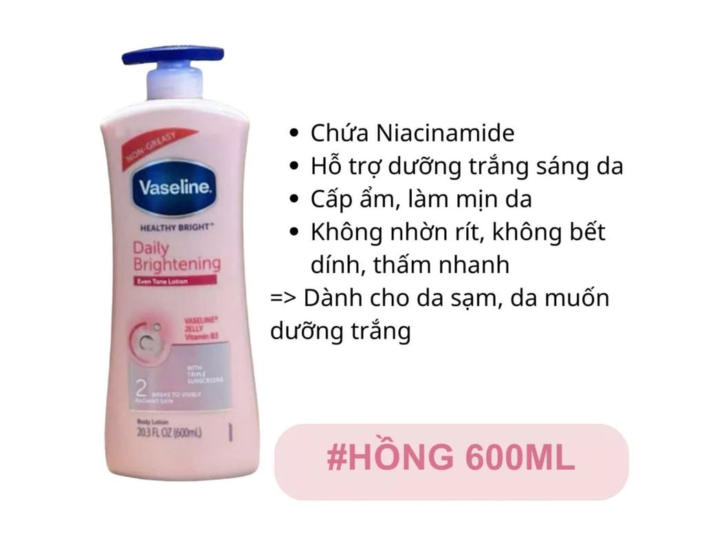 Dưỡng Thể Vaseline 725ML Mẫu Mới Vòi Xanh (Đủ Màu)