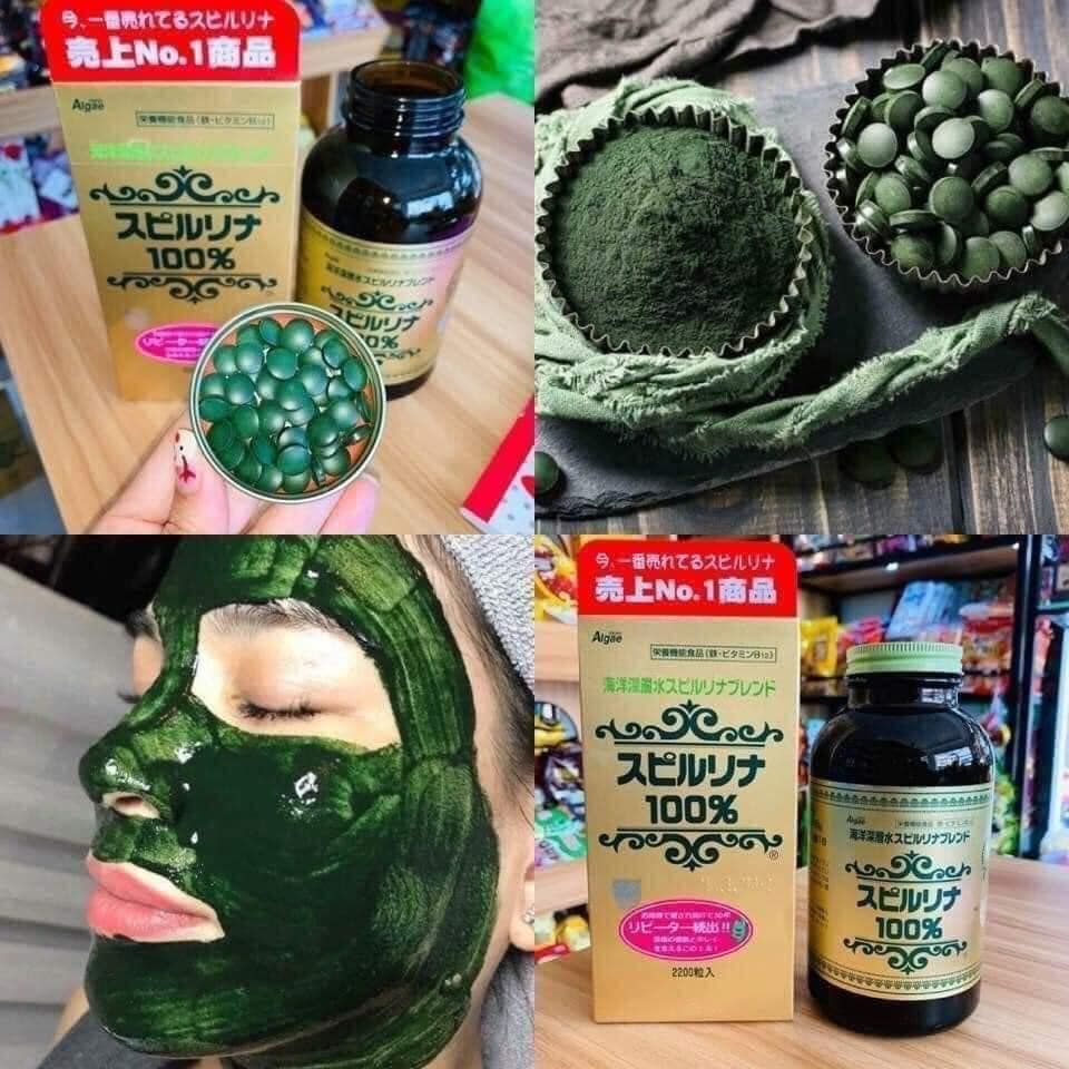 Viên Uống Tảo Xoắn Spirulina Nhật Bản Hộp Vàng 2200 Viên