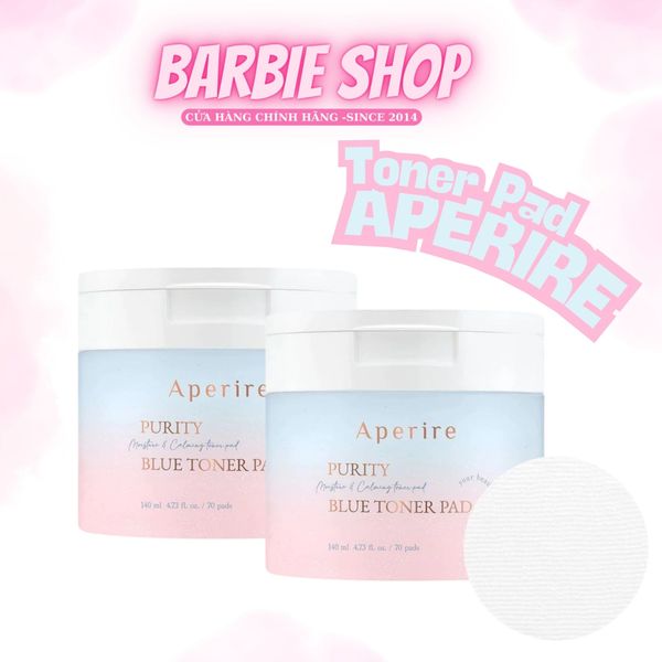 Toner Pad Tinh Khiết Cấp Ẩm Dịu Da Aperire Purity Blue Moisture and Calming Toner Pad 140ml (70 miếng)