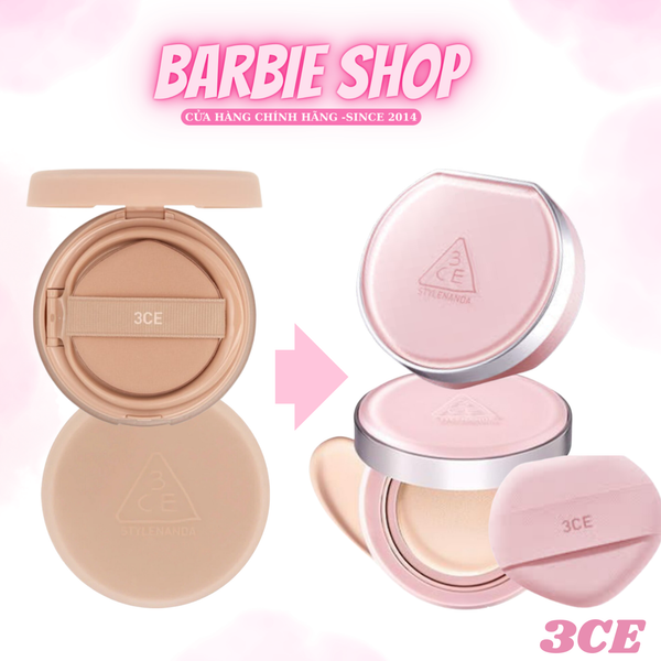 Phấn Nước 3ce Soft Matte Fit Cushion + Glow Cushion + Fitting Mesh Cushion ( Kẽm 1 lõi )