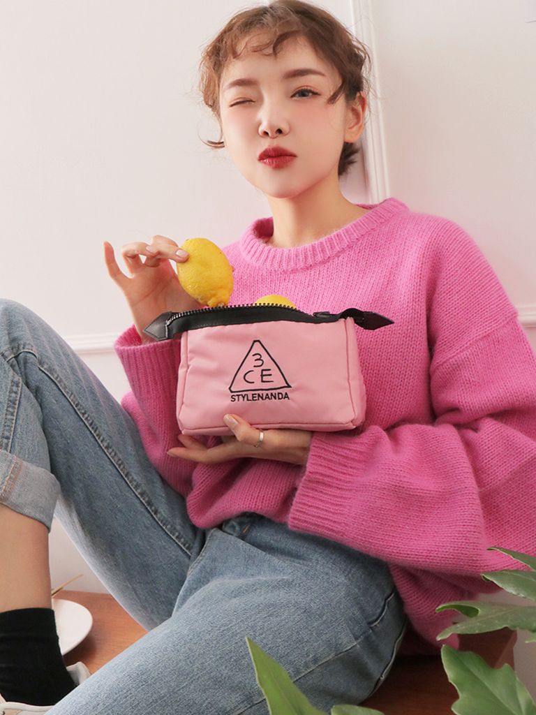 Túi Vải Đựng Mỹ Phẩm 3CE Rumour Pouch Pink - Black