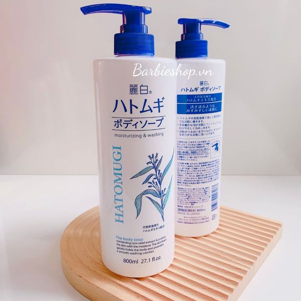 Sữa Tắm Dưỡng Ẩm, Trắng Da Chiết Xuất Ý Dĩ Hatomugi Moisturizing & Washing The Body Soap 800ml