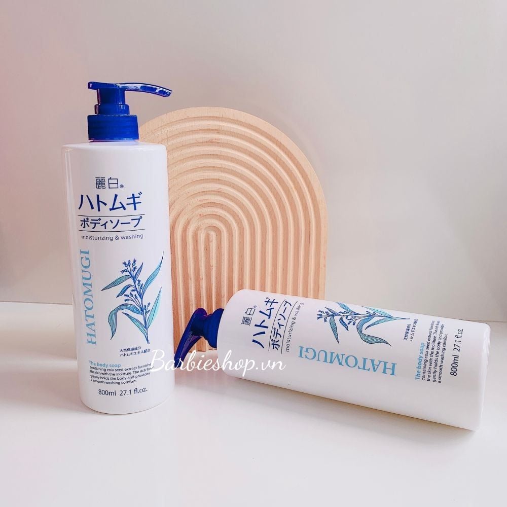 Sữa Tắm Dưỡng Ẩm, Trắng Da Chiết Xuất Ý Dĩ  Hatomugi Moisturizing & Washing The Body Soap 800ml