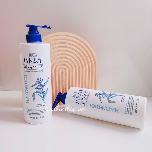 Sữa Tắm Dưỡng Ẩm, Trắng Da Chiết Xuất Ý Dĩ Hatomugi Moisturizing & Washing The Body Soap 800ml