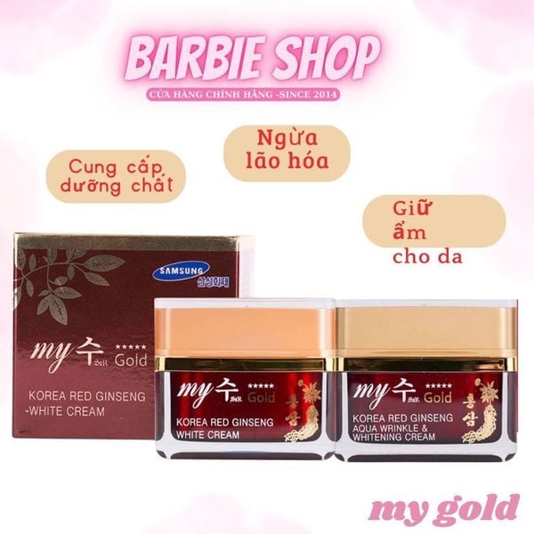 Kem Sâm Ngăn Ngừa Lão Hóa Làm Sáng Da My Gold Korea Red Ginseng Aqua Wrinkle & Whitening Cream 50ml