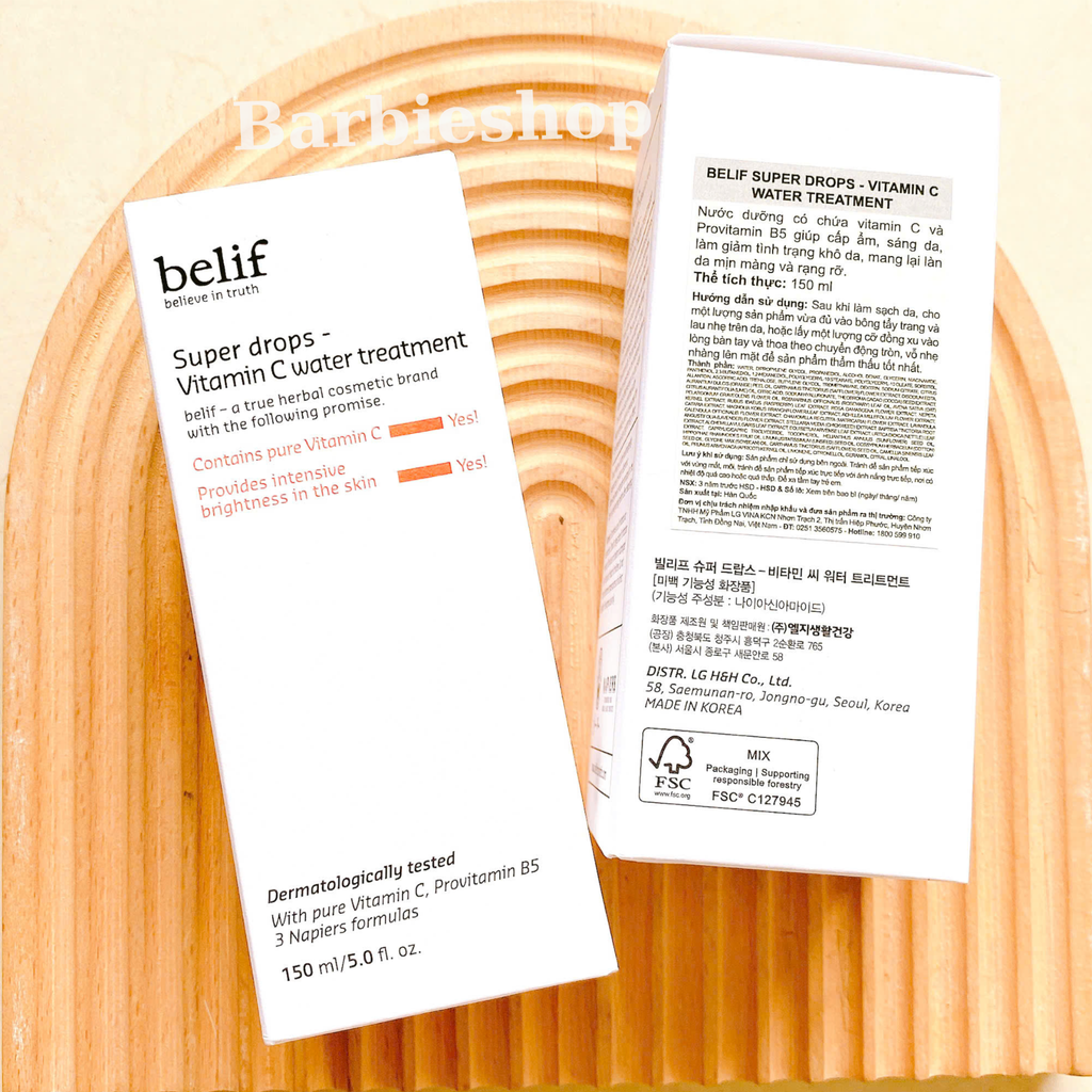 Tinh Chất Dưỡng Cấp Ẩm Belif Super Drops Hyaluronic / Vitamin C Water Treatment 150ml