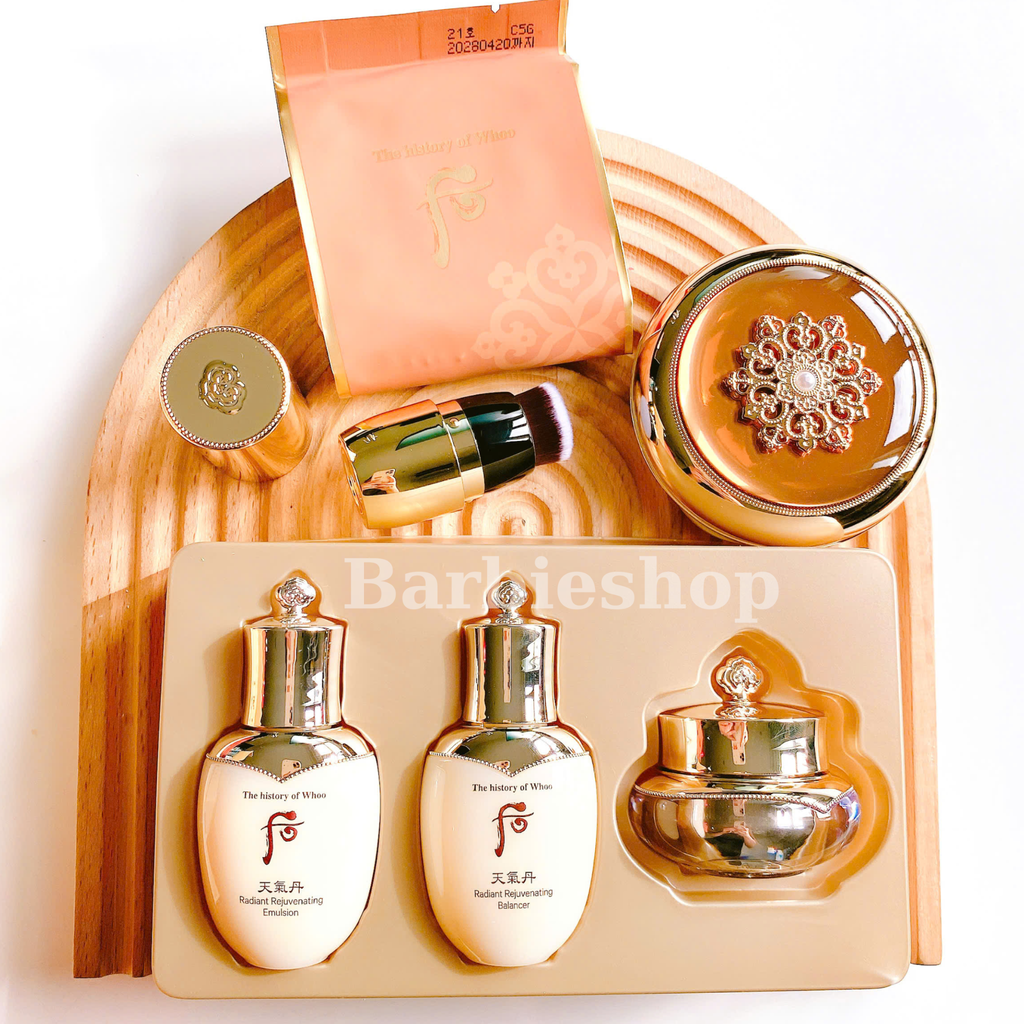 [Kèm Lõi và Cọ ] Set Phấn Nước Tái Sinh Whoo Cheongidan Radiant Essence Cushion SPF50+/PA+++ 15gx2