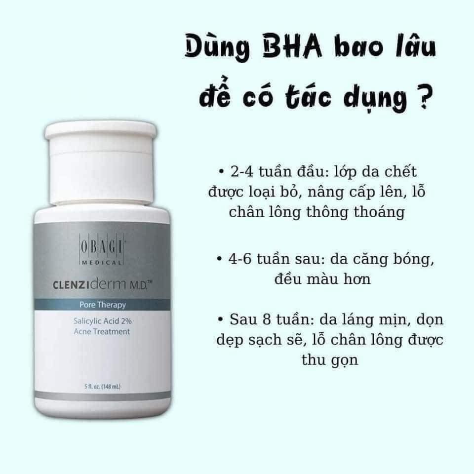 Nước Hoa Hồng Obagi BHA 2% Giảm Nhờn Mụn 148ml Clenziderm MD Pore Therapy Salicylic Acid 2% Acne Treatment