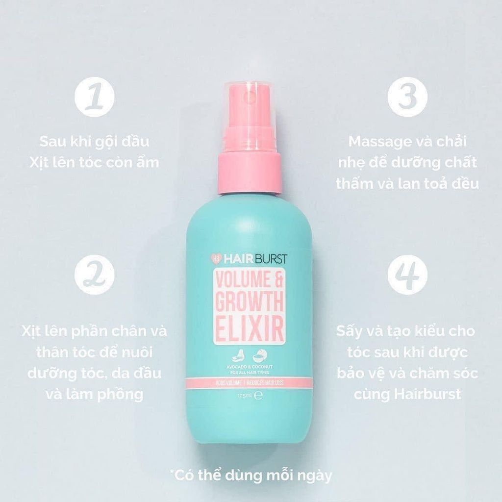 Xịt Dưỡng Tóc Hairburst Volume & Growth Elixir 125ml