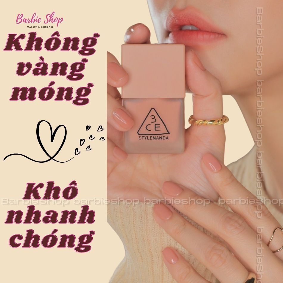 (FULL MÀU) Sơn Móng Tay 3CE Nail Lacquer - Nu01, Nu02, CR01, PE06, PK24